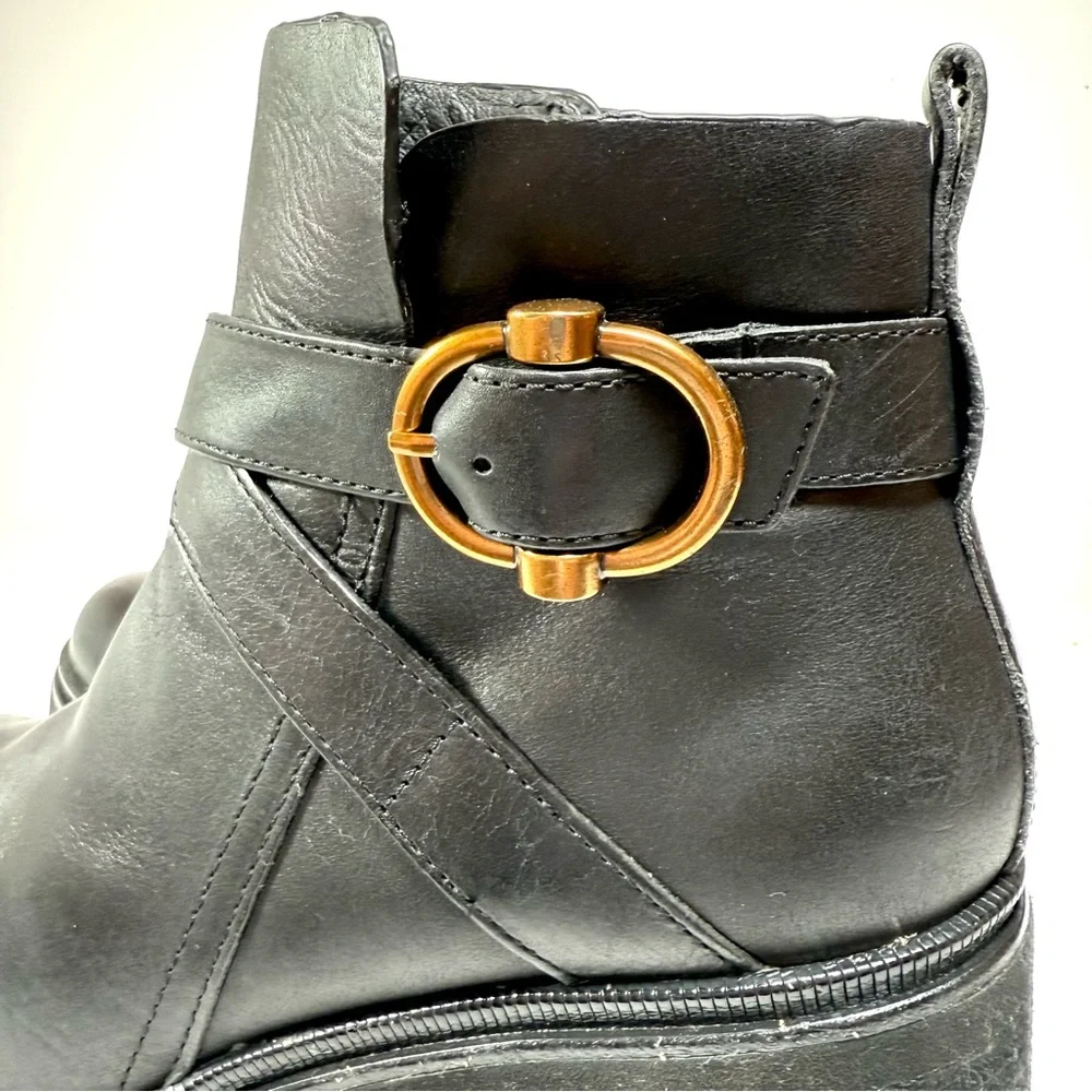 Sofft Jenine Black Leather Platform Ankle Boots Women’s Size‎ 9